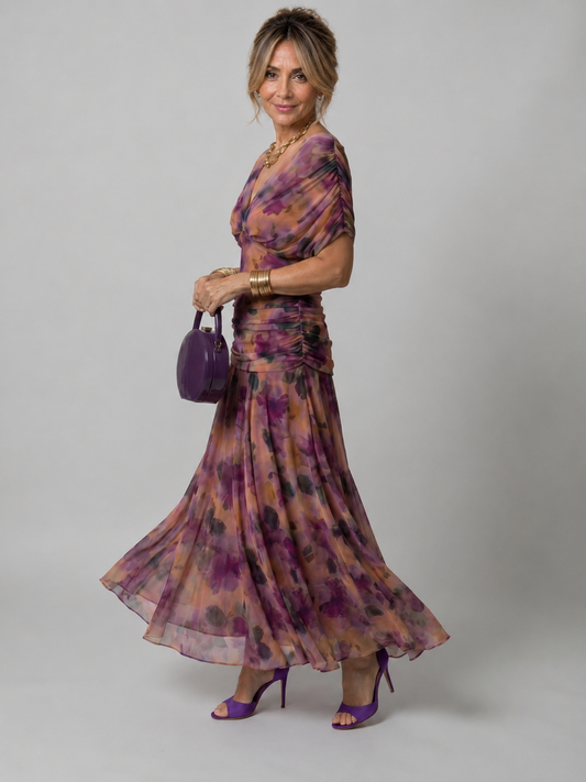 VALERIA | VESTIDO MIDI FLORAL CON HOMBROS DESCUBIERTOS