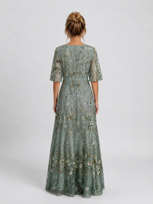 ÉLOISE | VESTIDO LARGO FLORAL CON MANGA MARIPOSA