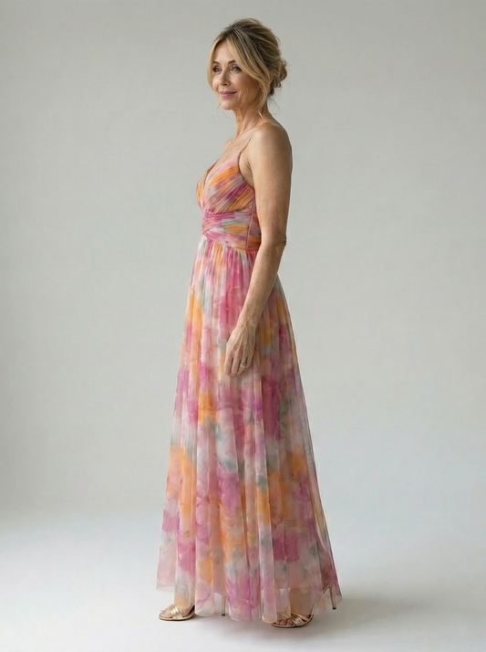CÉLESTE | VESTIDO LARGO FLORAL CRUZADO