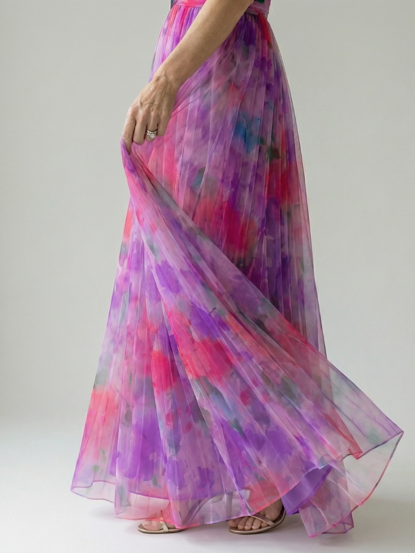 CÉLESTE | VESTIDO LARGO FLORAL CRUZADO