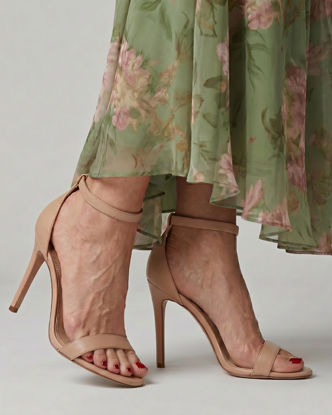 TACONES AGUJA NUDE TIRA AL TOBILLO