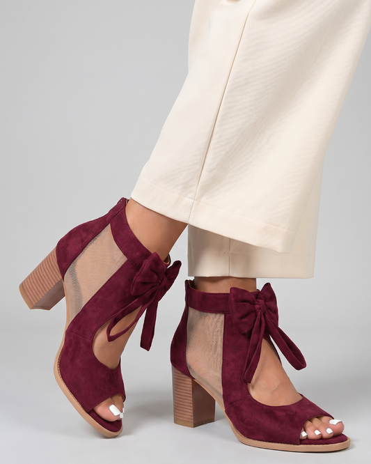 TACONES DESTALONADOS BURDEOS LAZO TOBILLO