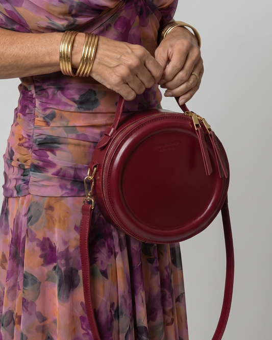 BOLSO REDONDO BURDEOS BANDOLERA