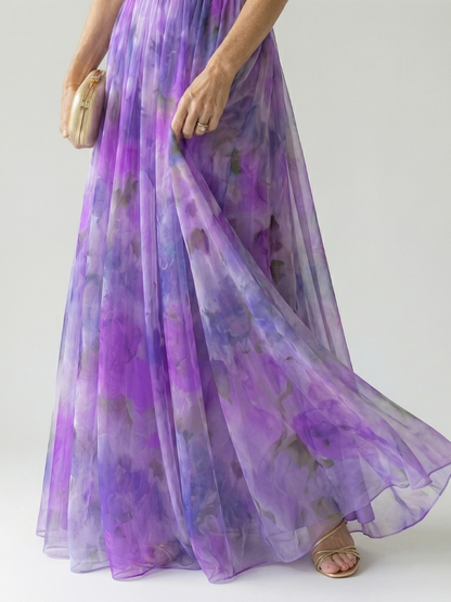 CÉLESTE | VESTIDO LARGO FLORAL CRUZADO