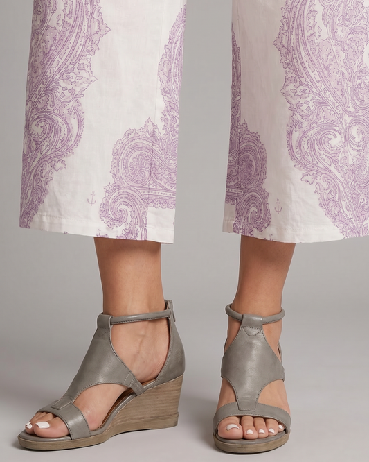 SANDALIAS CUÑA TIRAS CRUZADAS GRIS