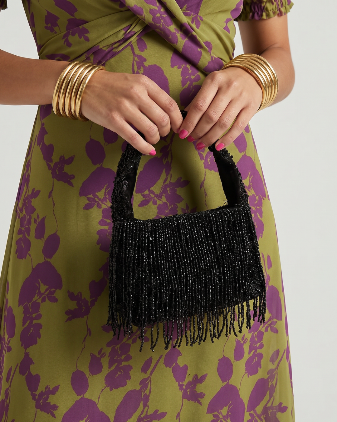 BOLSO MINI FLECOS NEGRO CUENTAS