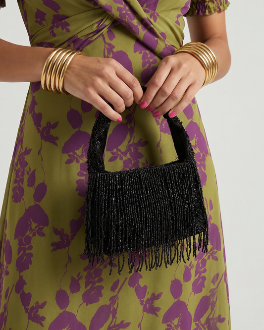 BOLSO MINI FLECOS NEGRO CUENTAS