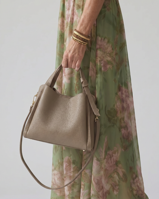 BOLSO GRANDE GRIS TAUPE TEXTURIZADO