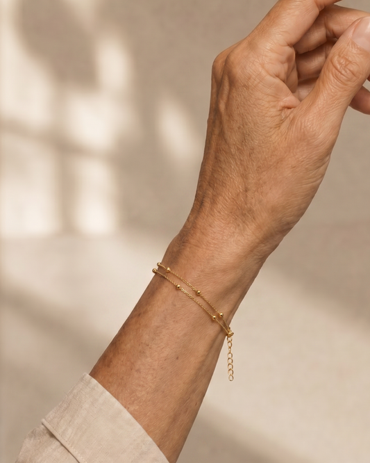 PULSERA CADENA SATÉLITE DORADA
