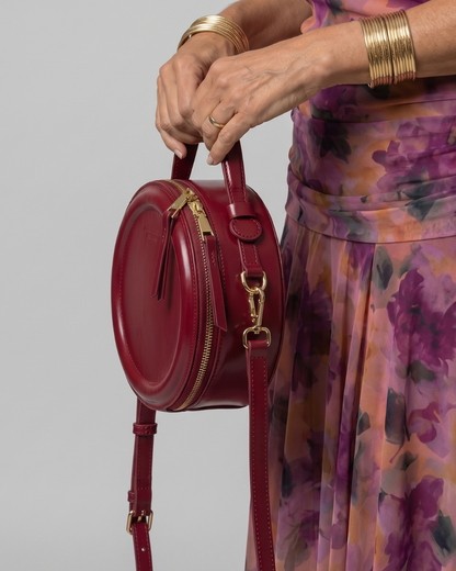 BOLSO REDONDO BURDEOS BANDOLERA