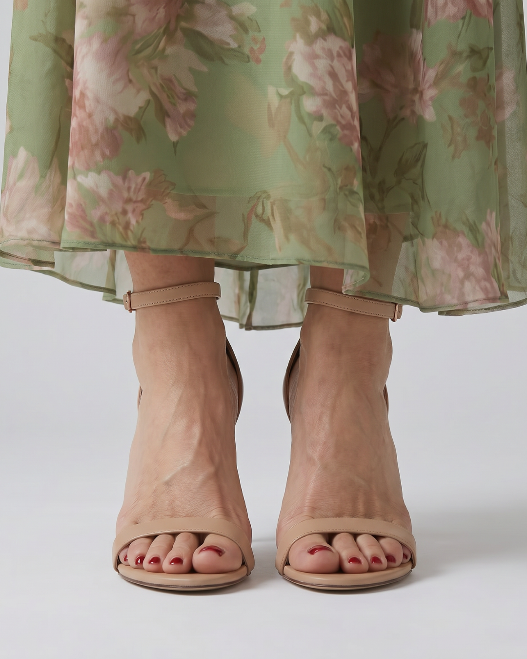 TACONES AGUJA NUDE TIRA AL TOBILLO