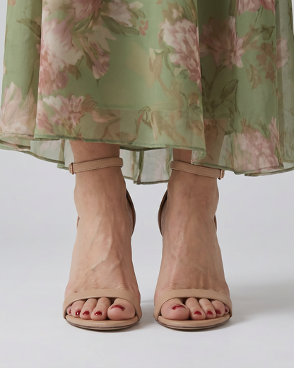 TACONES AGUJA NUDE TIRA AL TOBILLO