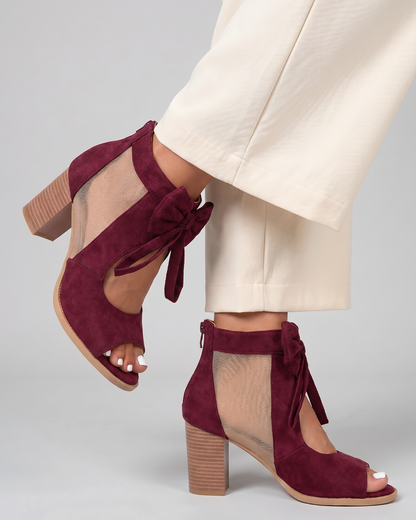 TACONES DESTALONADOS BURDEOS LAZO TOBILLO