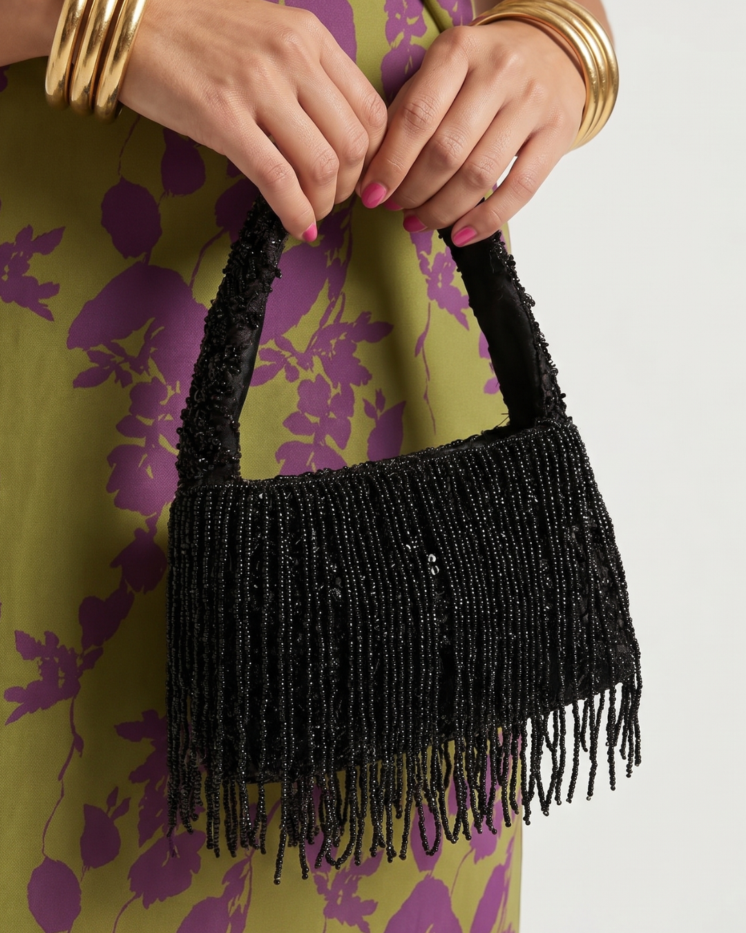 BOLSO MINI FLECOS NEGRO CUENTAS