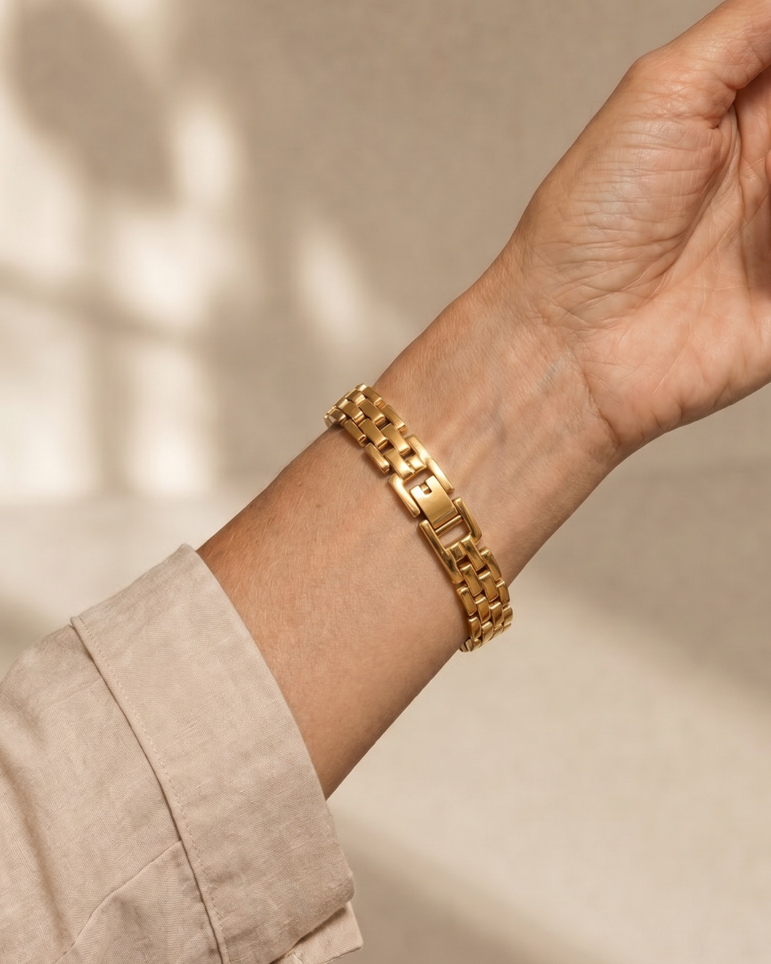 PULSERA ESLABONES CUADRADOS DORADA