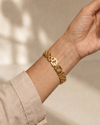 PULSERA ESLABONES CUADRADOS DORADA