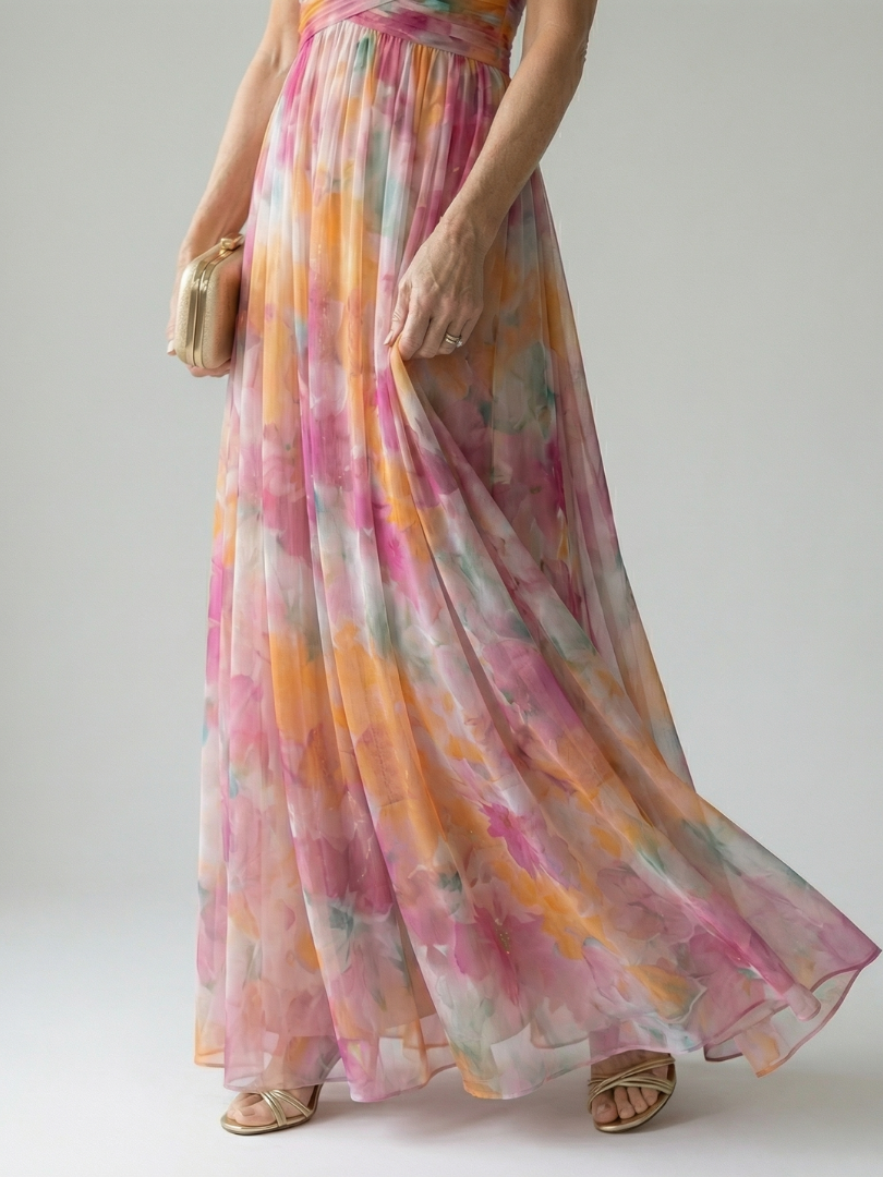 CÉLESTE | VESTIDO LARGO FLORAL CRUZADO