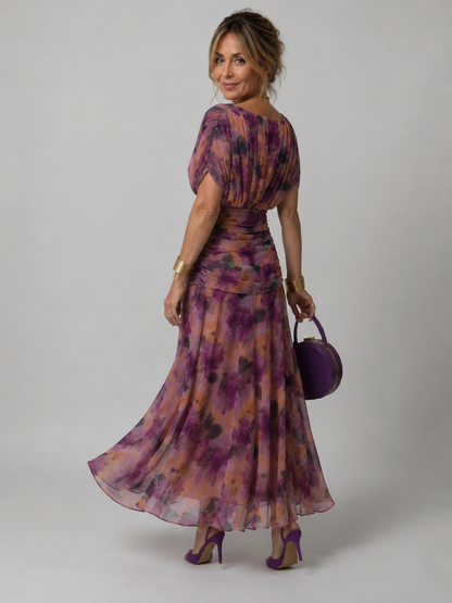 VALERIA | VESTIDO MIDI FLORAL CON HOMBROS DESCUBIERTOS