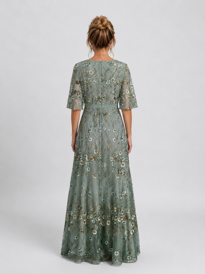 ÉLOISE | VESTIDO LARGO FLORAL CON MANGA MARIPOSA