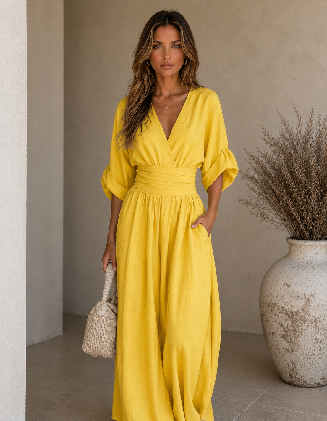 DANIELA - MONO ELEGANTE DE ESCOTE EN V Y PIERNA ANCHA