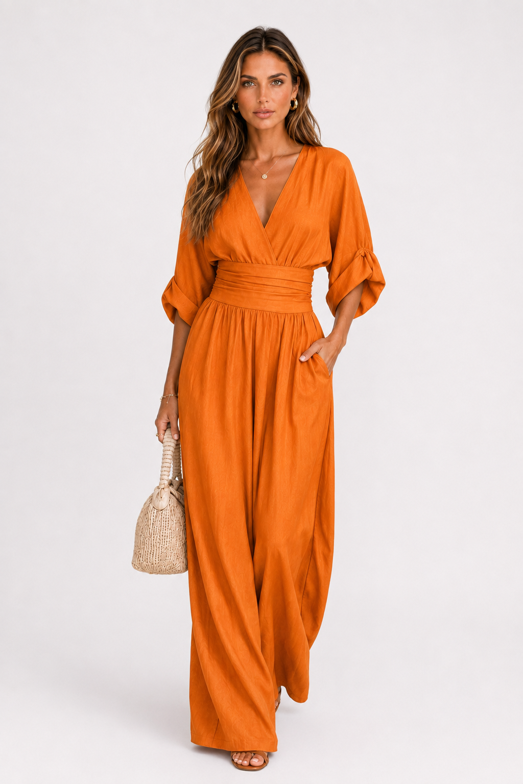 DANIELA - MONO ELEGANTE DE ESCOTE EN V Y PIERNA ANCHA