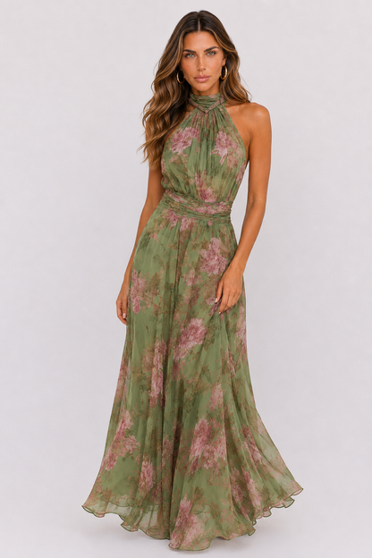 MIRELLE – VESTIDO MIDI HALTER FLORAL