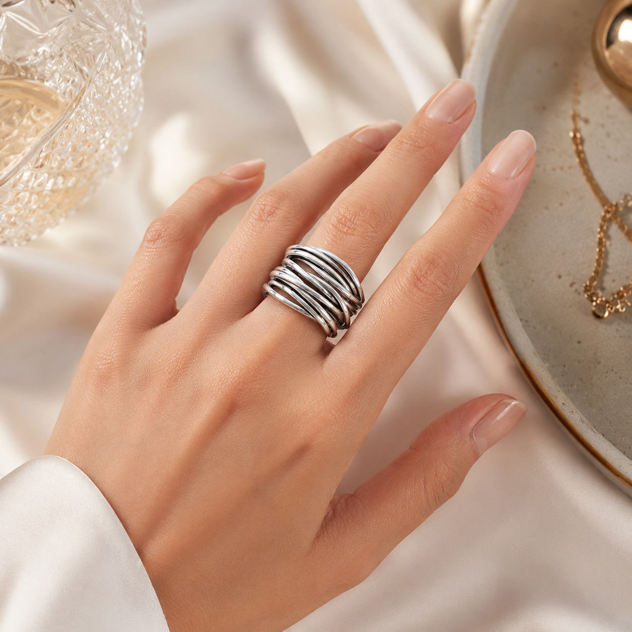 ANILLO PLATA MULTICAPA