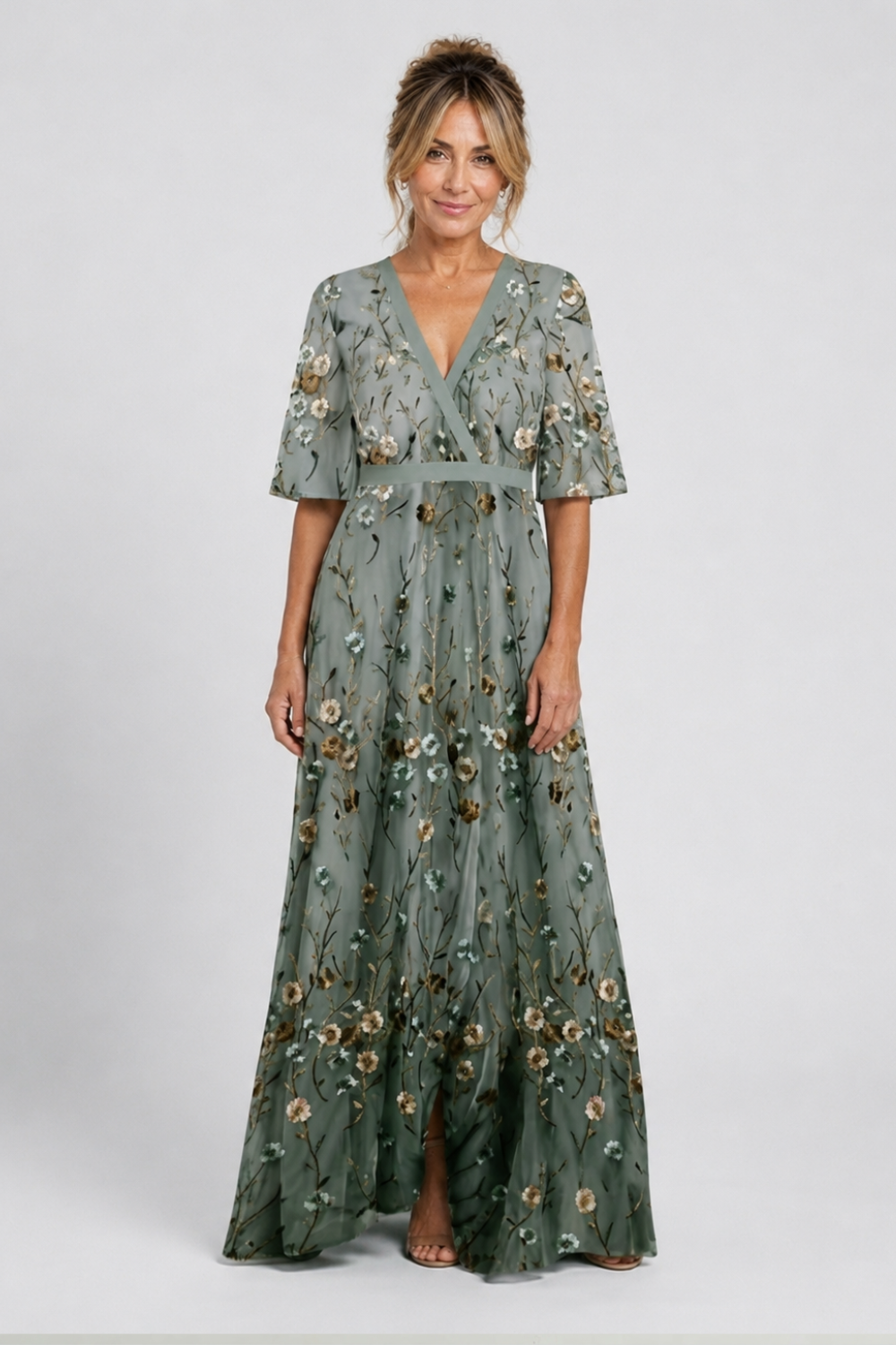 ÉLOISE | VESTIDO LARGO FLORAL CON MANGA MARIPOSA