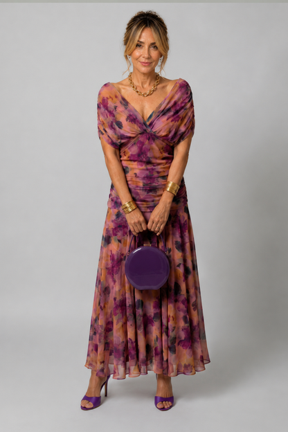 VALERIA | VESTIDO MIDI FLORAL CON HOMBROS DESCUBIERTOS