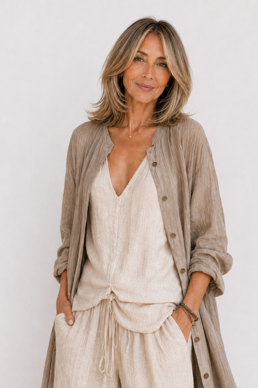 ELENA | CONJUNTO LINO BOHO 3 PIEZAS