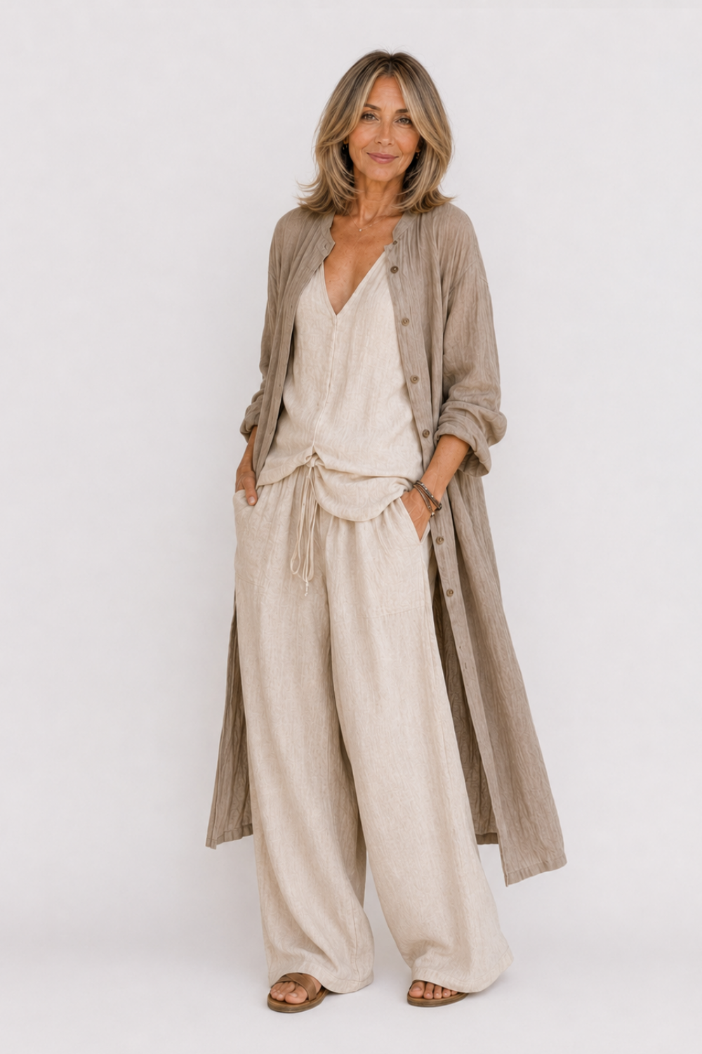 ELENA | CONJUNTO LINO BOHO 3 PIEZAS