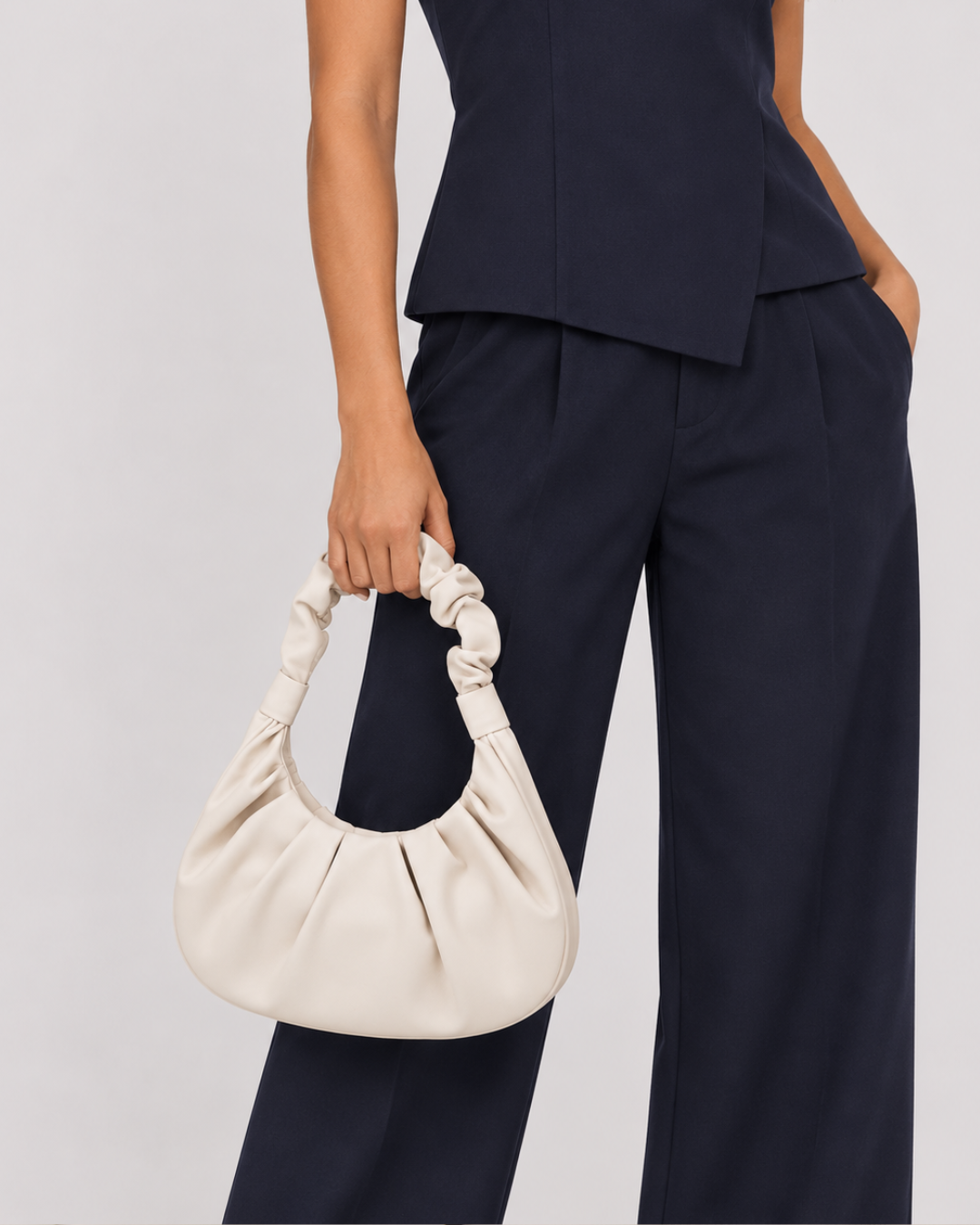 Bolsa Alma Marfil | Bolsa de hombro fruncida