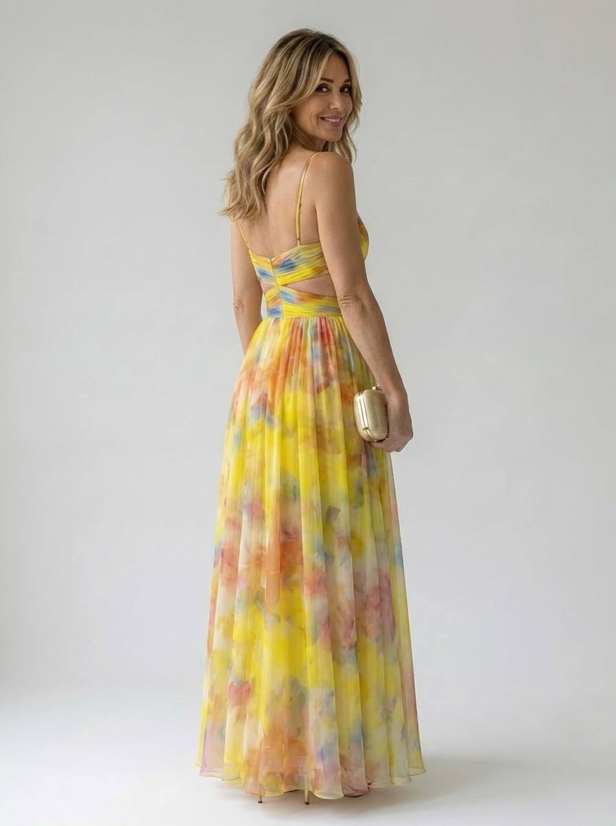 CÉLESTE | VESTIDO LARGO FLORAL CRUZADO