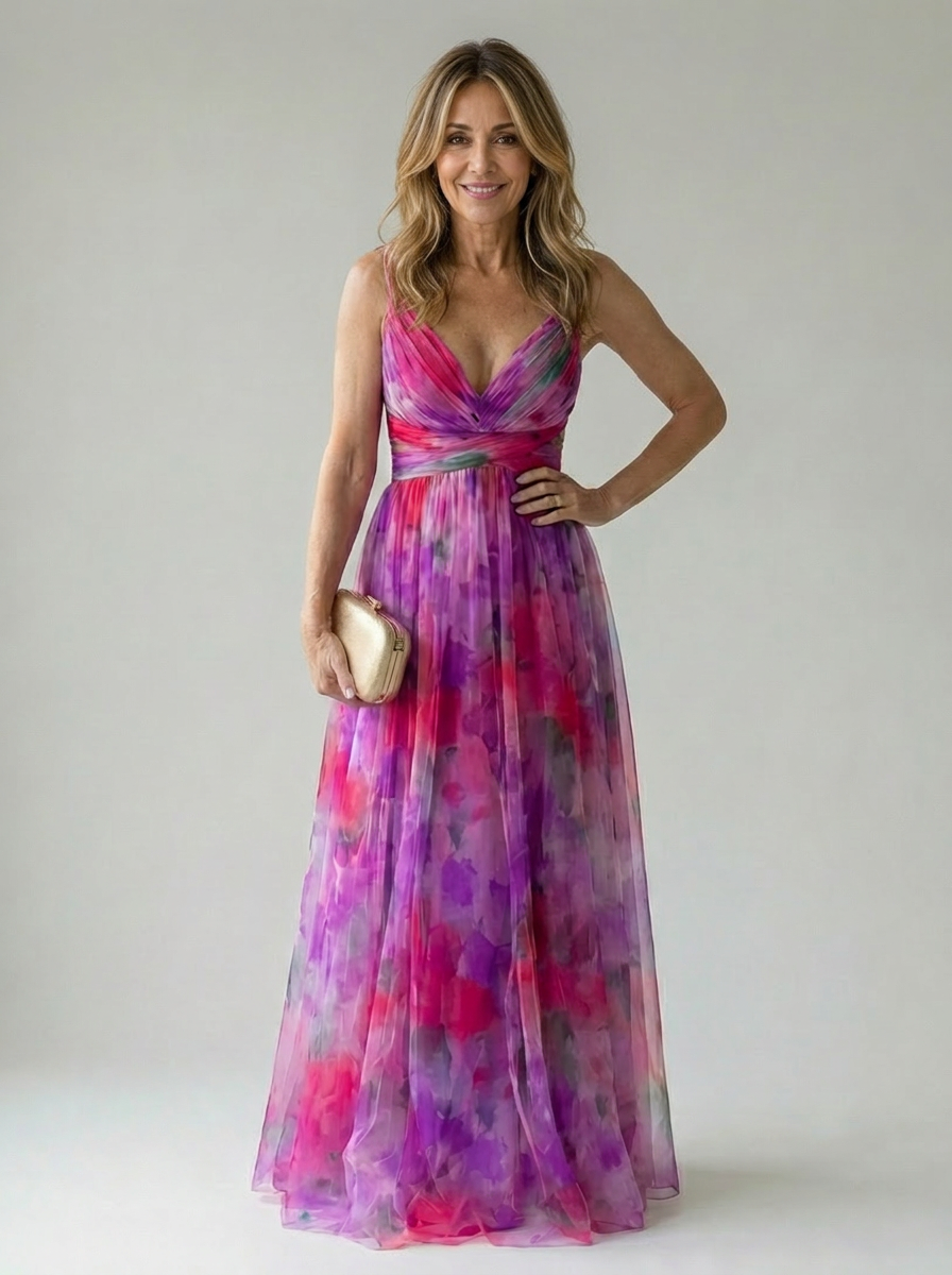 CÉLESTE | VESTIDO LARGO FLORAL CRUZADO