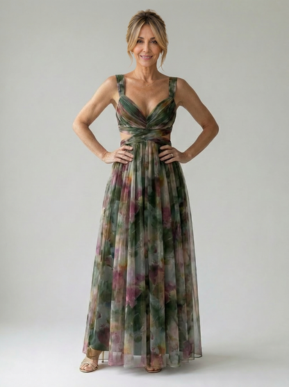 CÉLESTE | VESTIDO LARGO FLORAL CRUZADO
