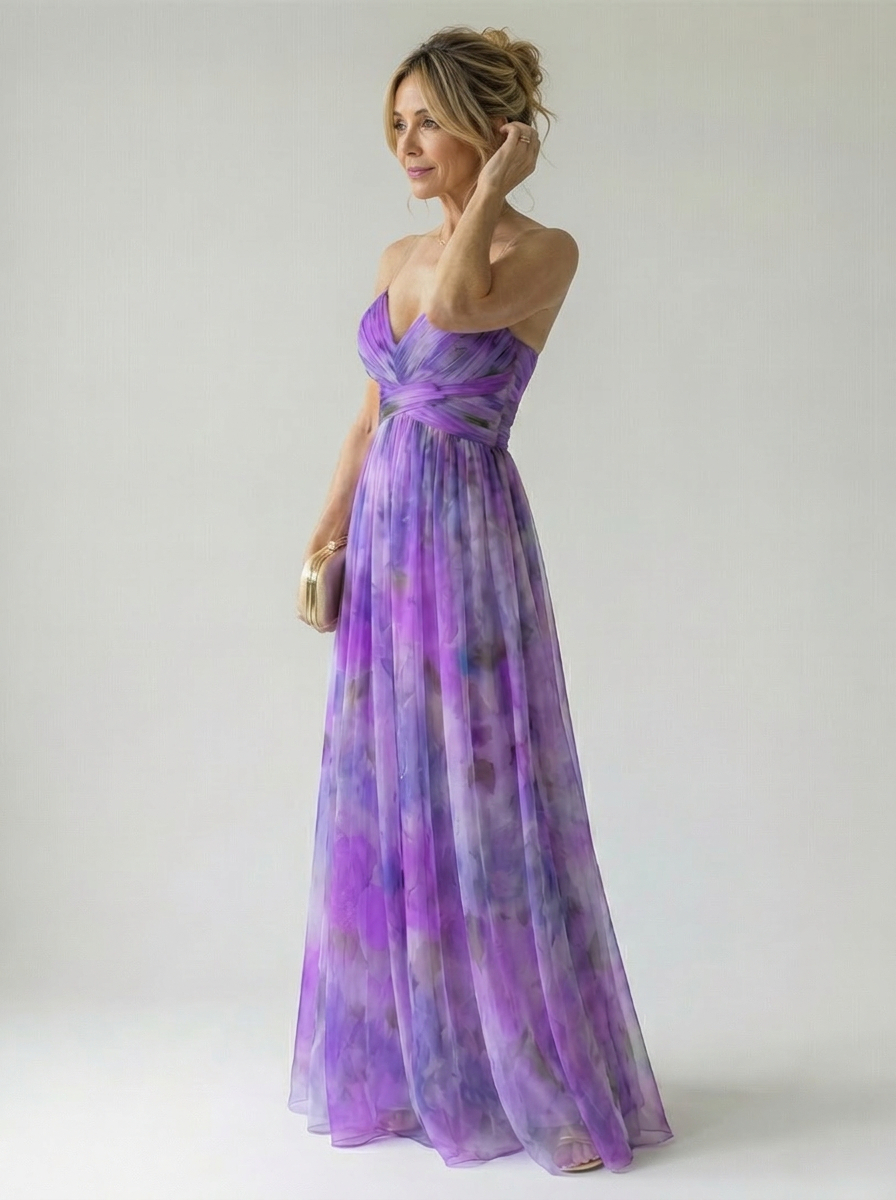 CÉLESTE | VESTIDO LARGO FLORAL CRUZADO