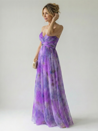 CÉLESTE | VESTIDO LARGO FLORAL CRUZADO