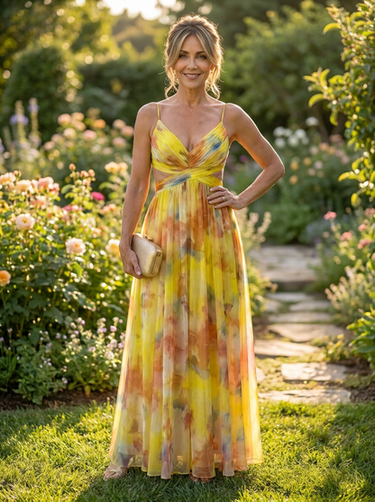 CÉLESTE | VESTIDO LARGO FLORAL CRUZADO