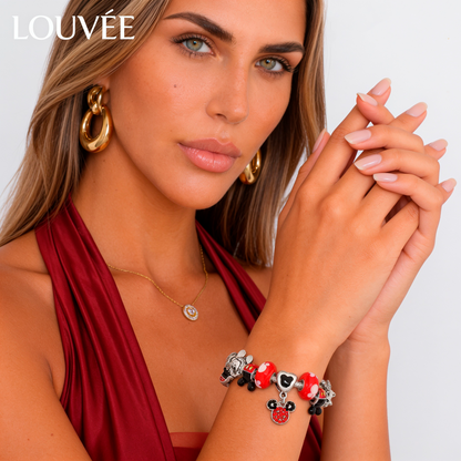 PULSERA CHARMS MICKEY MINNIE PLATA