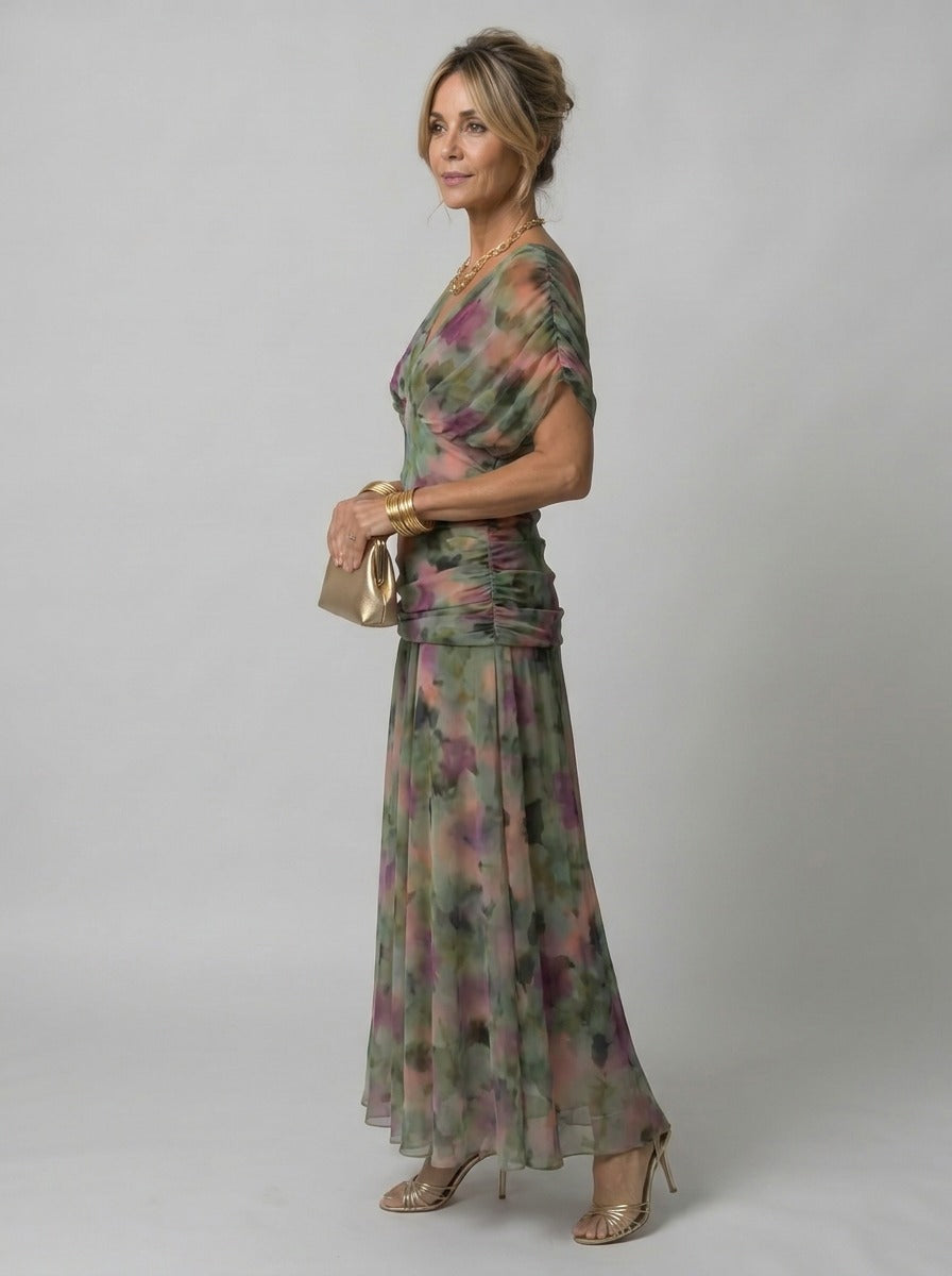 VALERIA | VESTIDO MIDI FLORAL CON HOMBROS DESCUBIERTOS