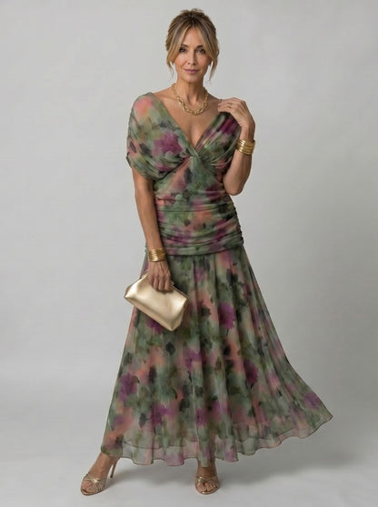 VALERIA | VESTIDO MIDI FLORAL CON HOMBROS DESCUBIERTOS