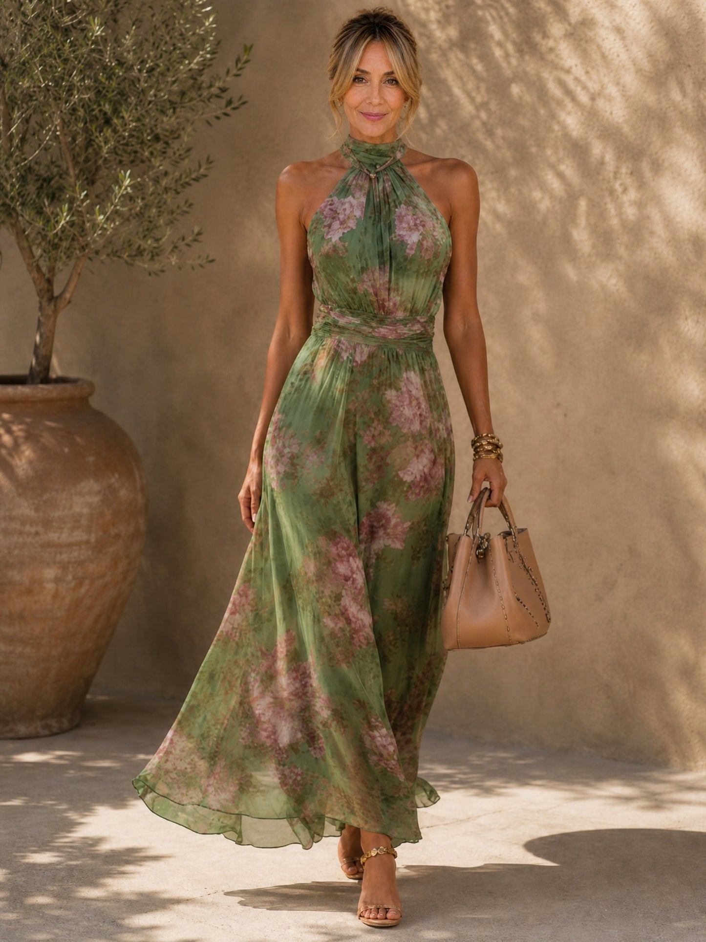 MIRELLE – VESTIDO MIDI HALTER FLORAL