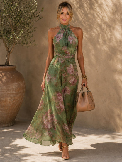 MIRELLE – VESTIDO MIDI HALTER FLORAL